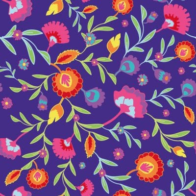 soat creation pattern psychedelic folk flowers orange purple